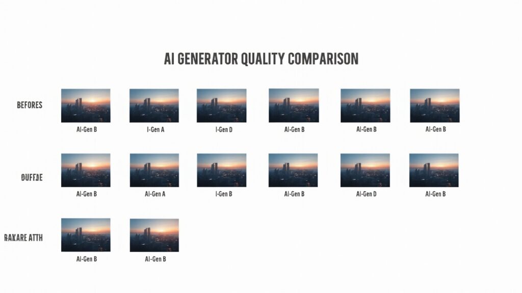 Grid of images created by different AI generators with quality comparison