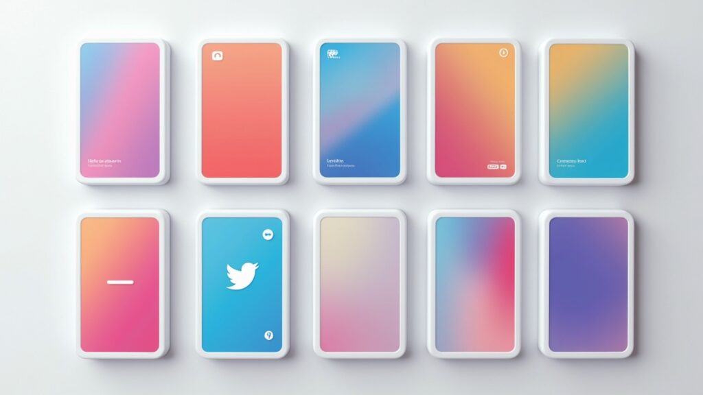 Grid showing AI-generated social media posts for different platforms