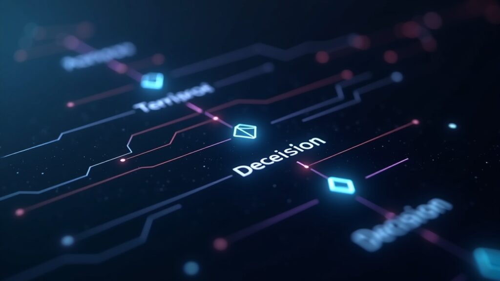 Flowchart showing chatbot conversation logic and decision trees