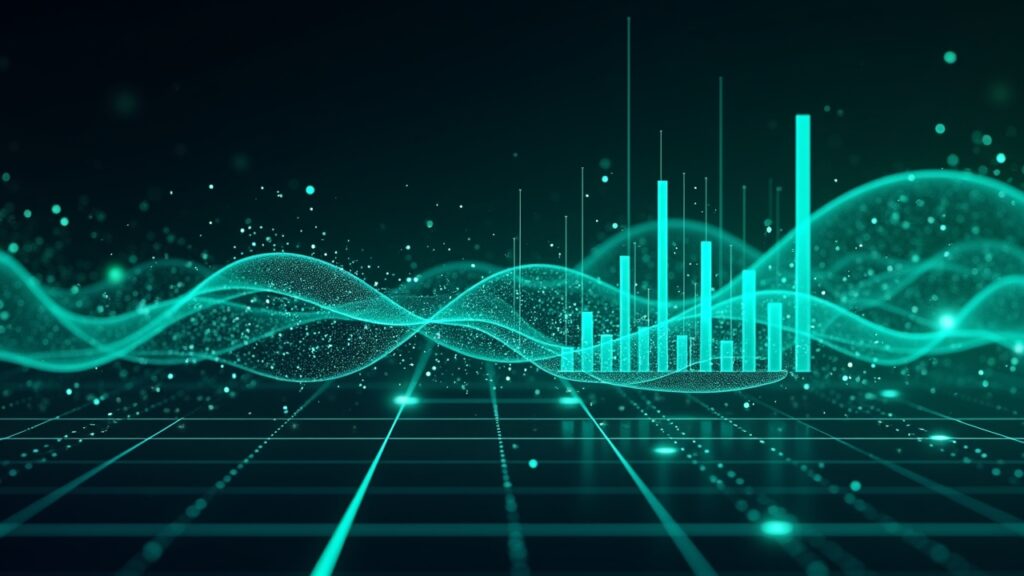 Complex data transforming into simple charts and graphs through AI
