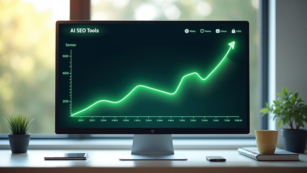 Graph showing website ranking improvements after using AI SEO tools